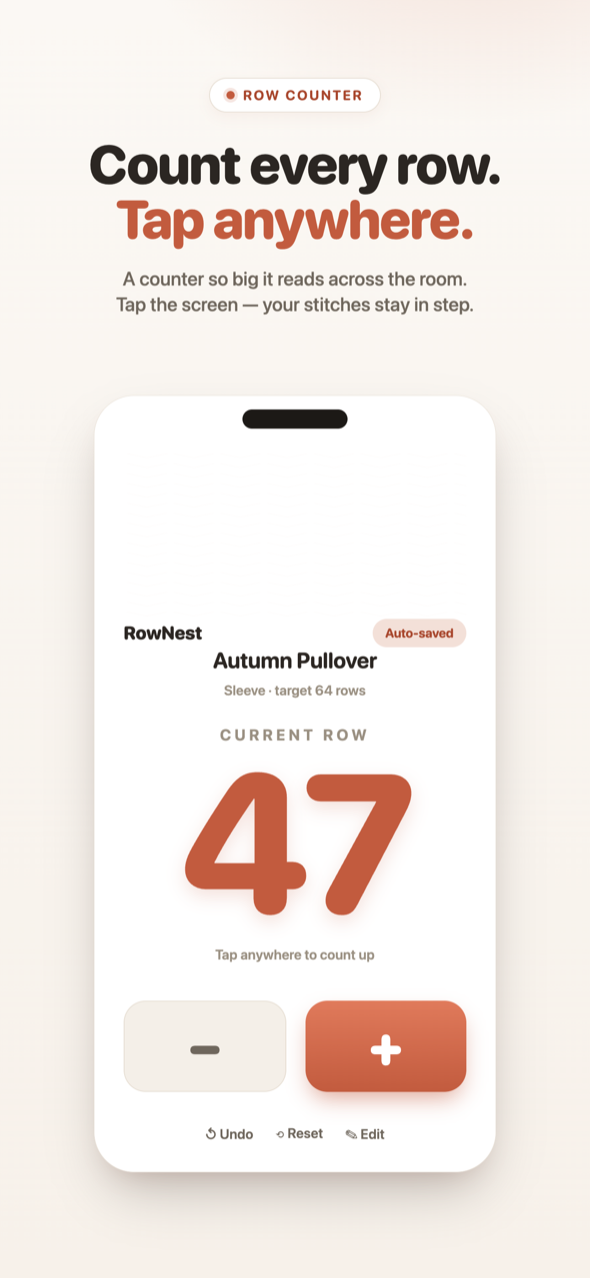 RowNest counter screen